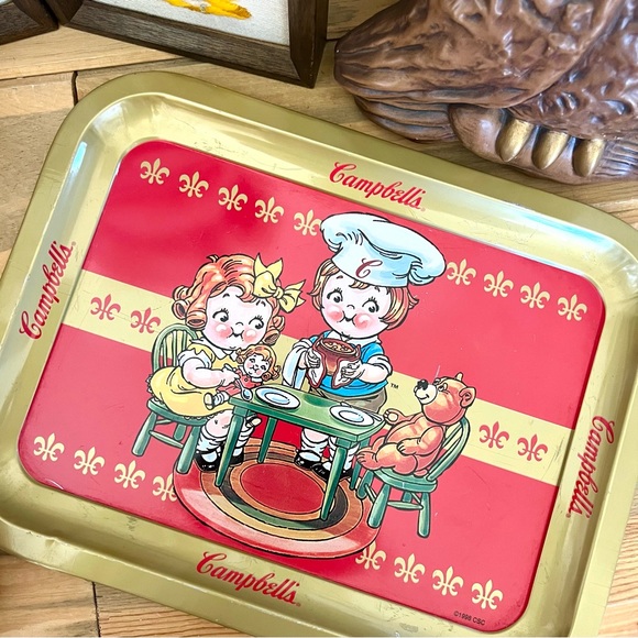 Vintage 1998 CAMPBELL'S Soup Metal Tray Doll & Teddy Bear Lunch With Mug - Picture 4 of 7